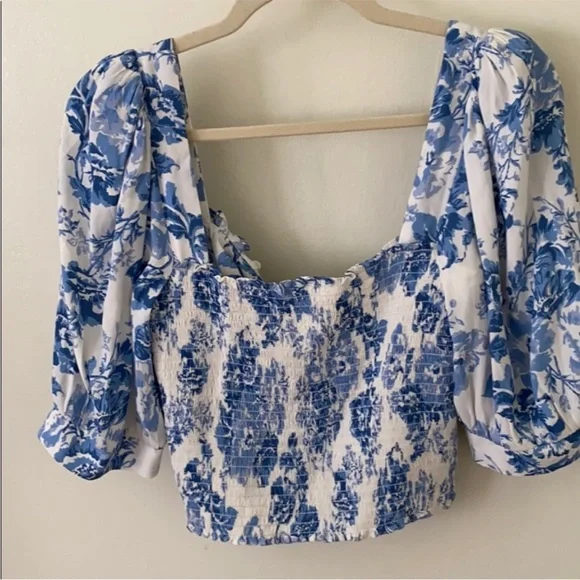 Reformation Luna Puff Sleeve Floral Top 10 - Picture 6 of 7